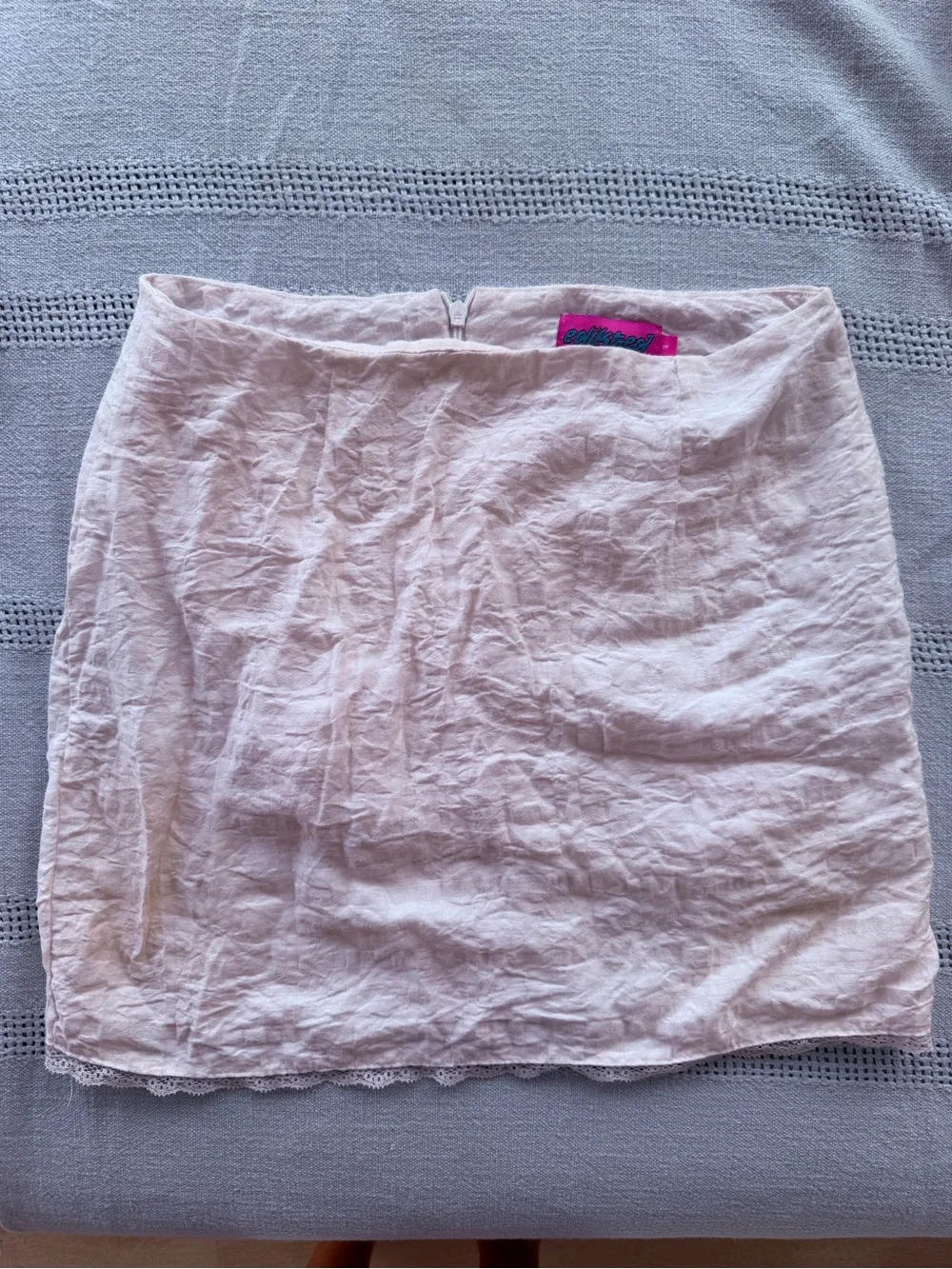 Edikted Pale Pink Linen-Blend Mini Skirt